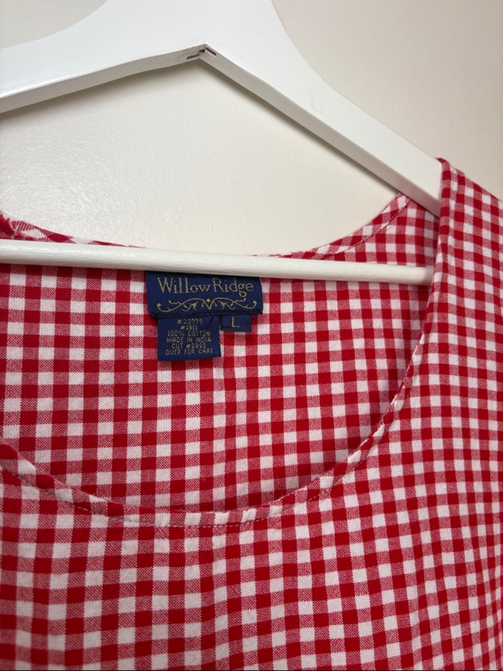 Vintage Willow Ridge Red Gingham 100% Cotton Dress Large - Picture 2 of 5